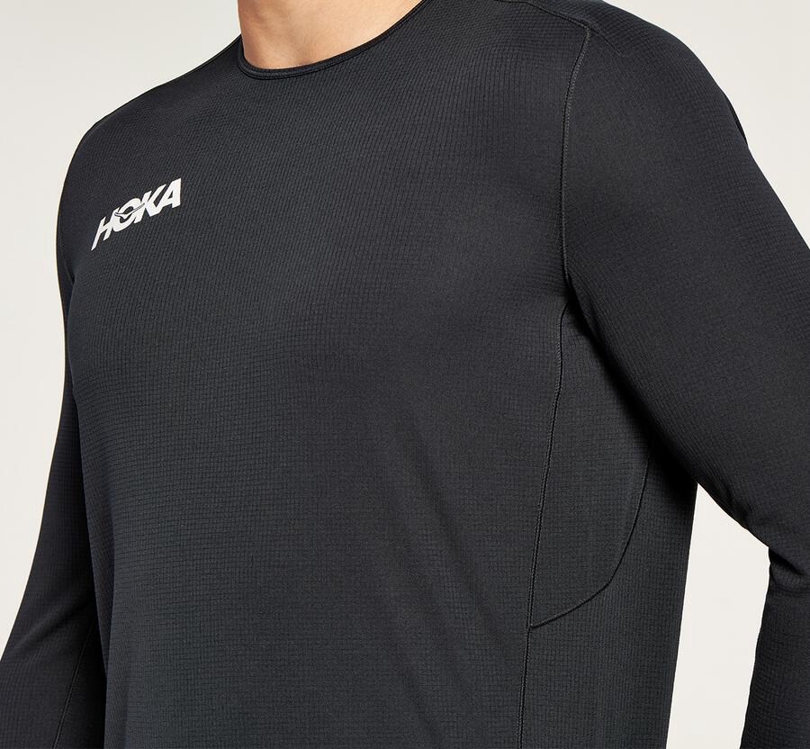 Hoka Australia One One Performance 3/4 Sleeve - Mens Tops Black - WMGVT-7846